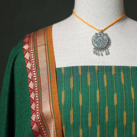 Pochampally Ikat Cotton Unstitched Dress Material: Kurta & Dupatta with Jewellery 33