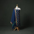 Pochampally Ikat Cotton Unstitched Dress Material: Kurta & Dupatta with Jewellery 34