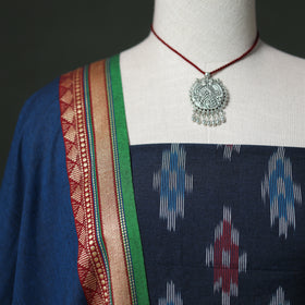 Pochampally Ikat Cotton Unstitched Dress Material: Kurta & Dupatta with Jewellery 34