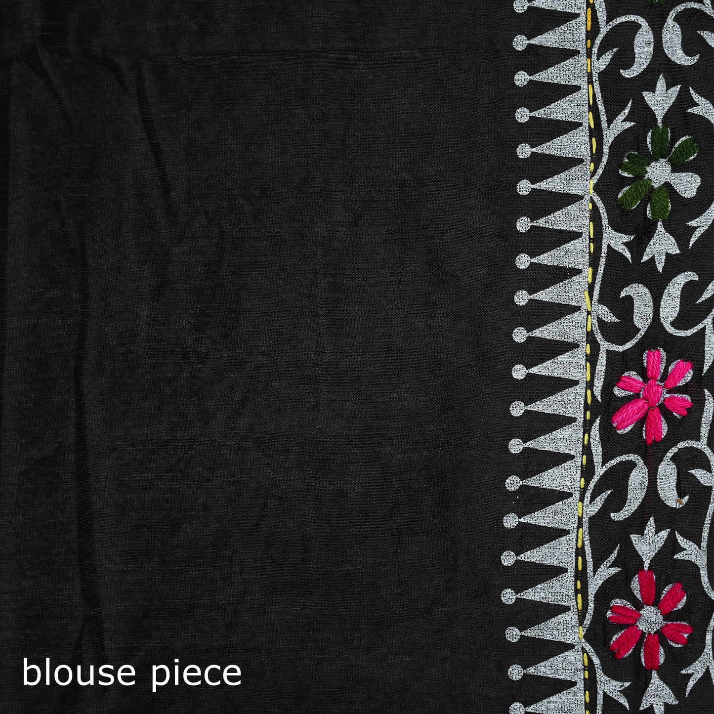 Phulkari Hand Embroidered Chanderi Silk Chapa Work Saree 03