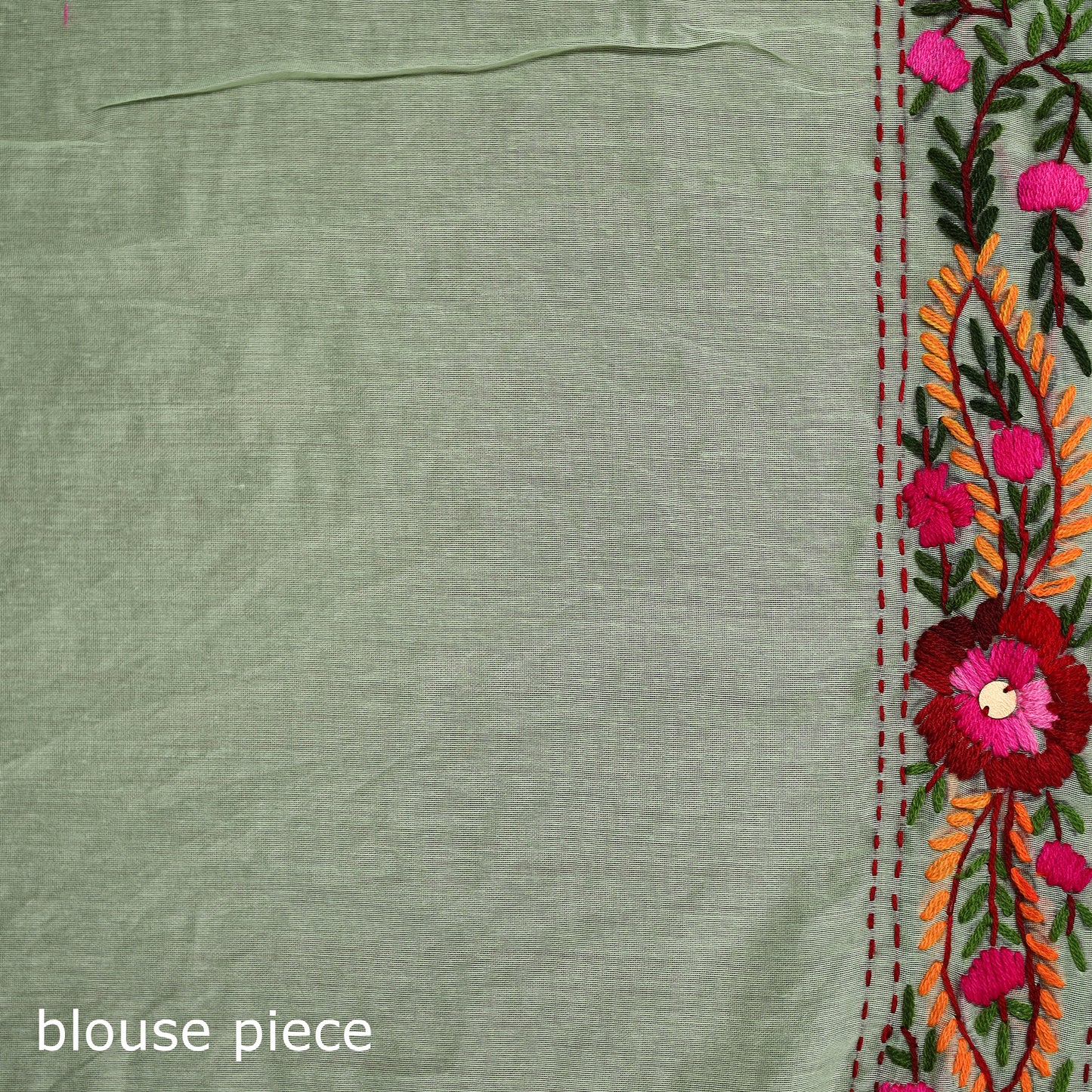 Phulkari Hand Embroidered Chanderi Silk Chapa Work Saree 04