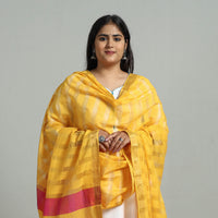 Yellow - Handloom Cotton Nizam Zari Border Mangalagiri Dupatta 25