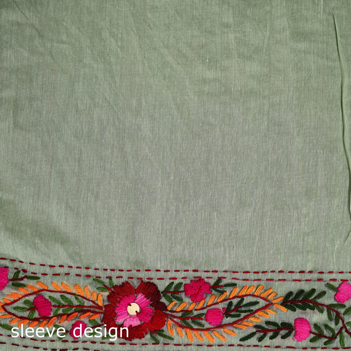 Phulkari Hand Embroidered Chanderi Silk Chapa Work Saree 04