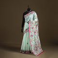 Phulkari Hand Embroidered Chanderi Silk Chapa Work Saree 05