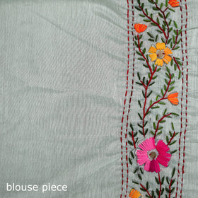 Phulkari Hand Embroidered Chanderi Silk Chapa Work Saree 05