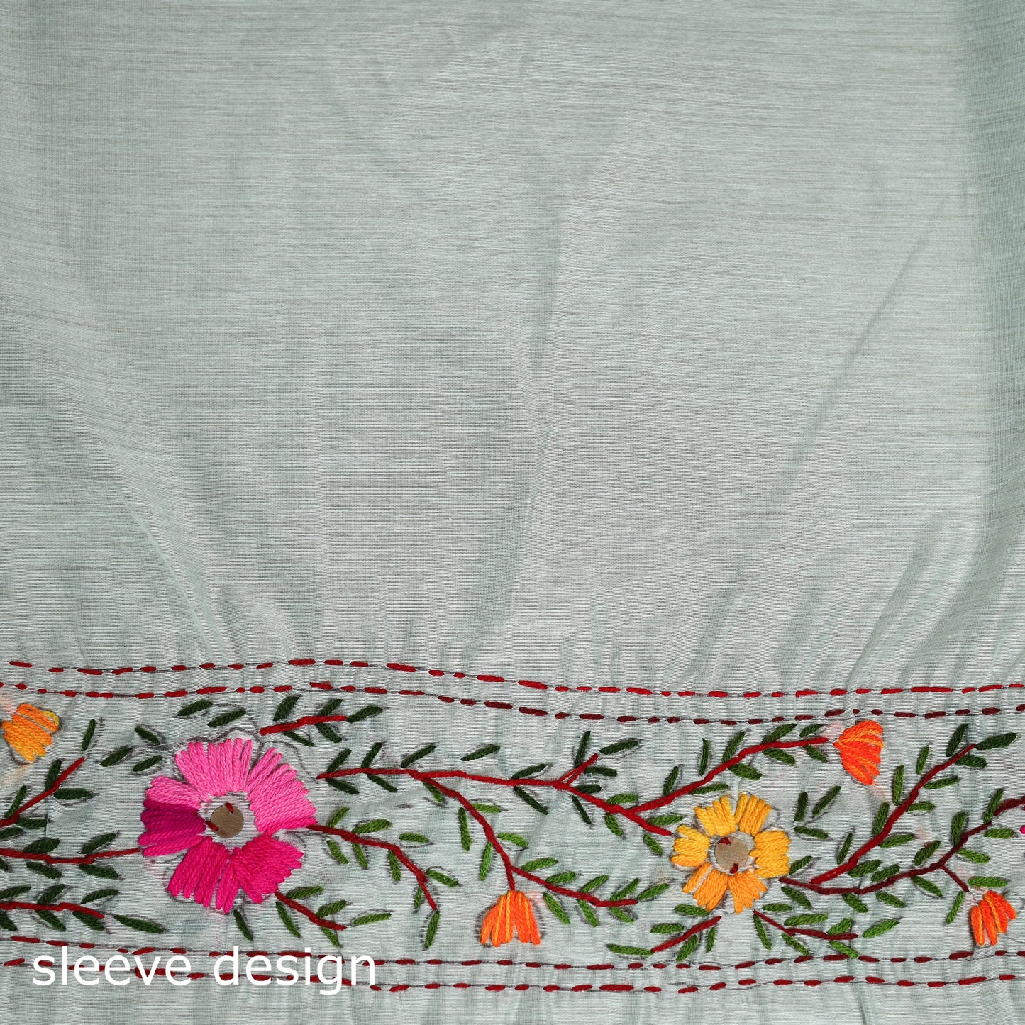 Phulkari Hand Embroidered Chanderi Silk Chapa Work Saree 05