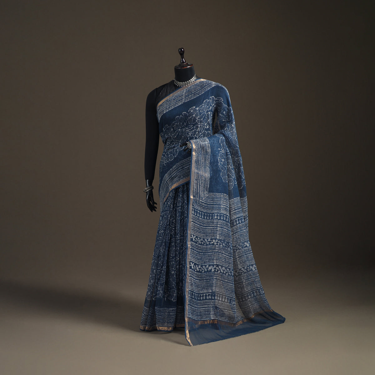 Batik Hand Block Print Kota Doria Cotton Saree 01