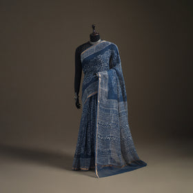 Batik Hand Block Print Kota Doria Cotton Saree 01