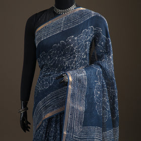 Batik Hand Block Print Kota Doria Cotton Saree 01