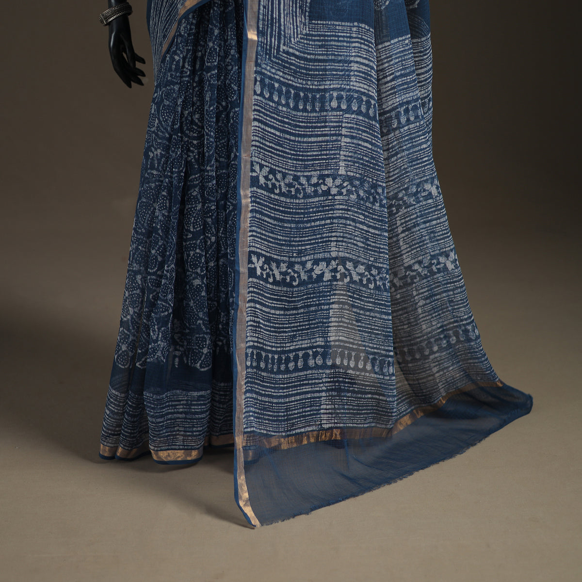 Batik Hand Block Print Kota Doria Cotton Saree 01