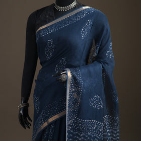 Batik Hand Block Print Kota Doria Cotton Saree 02