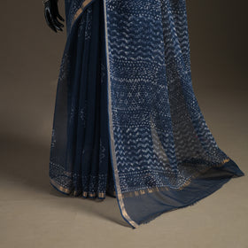 Batik Hand Block Print Kota Doria Cotton Saree 02