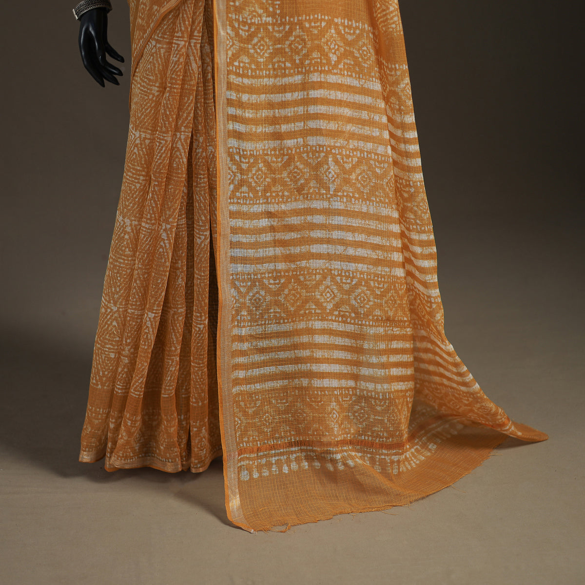 Batik Hand Block Print Kota Doria Cotton Saree 03