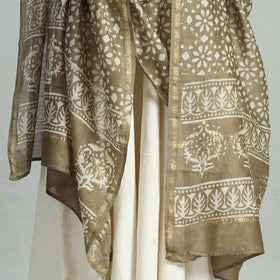  Pipad Block Printed Handloom Chanderi Silk Dupatta 74 