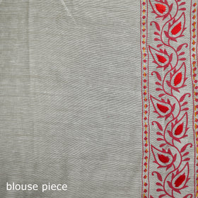 White - Phulkari Hand Embroidered Chanderi Silk Chapa Work Saree 10