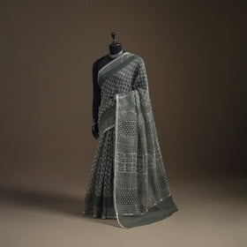 Batik Hand Block Print Kota Doria Cotton Saree 06