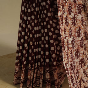 Brown - mul cotton hand batik saree 53 - handcrafted