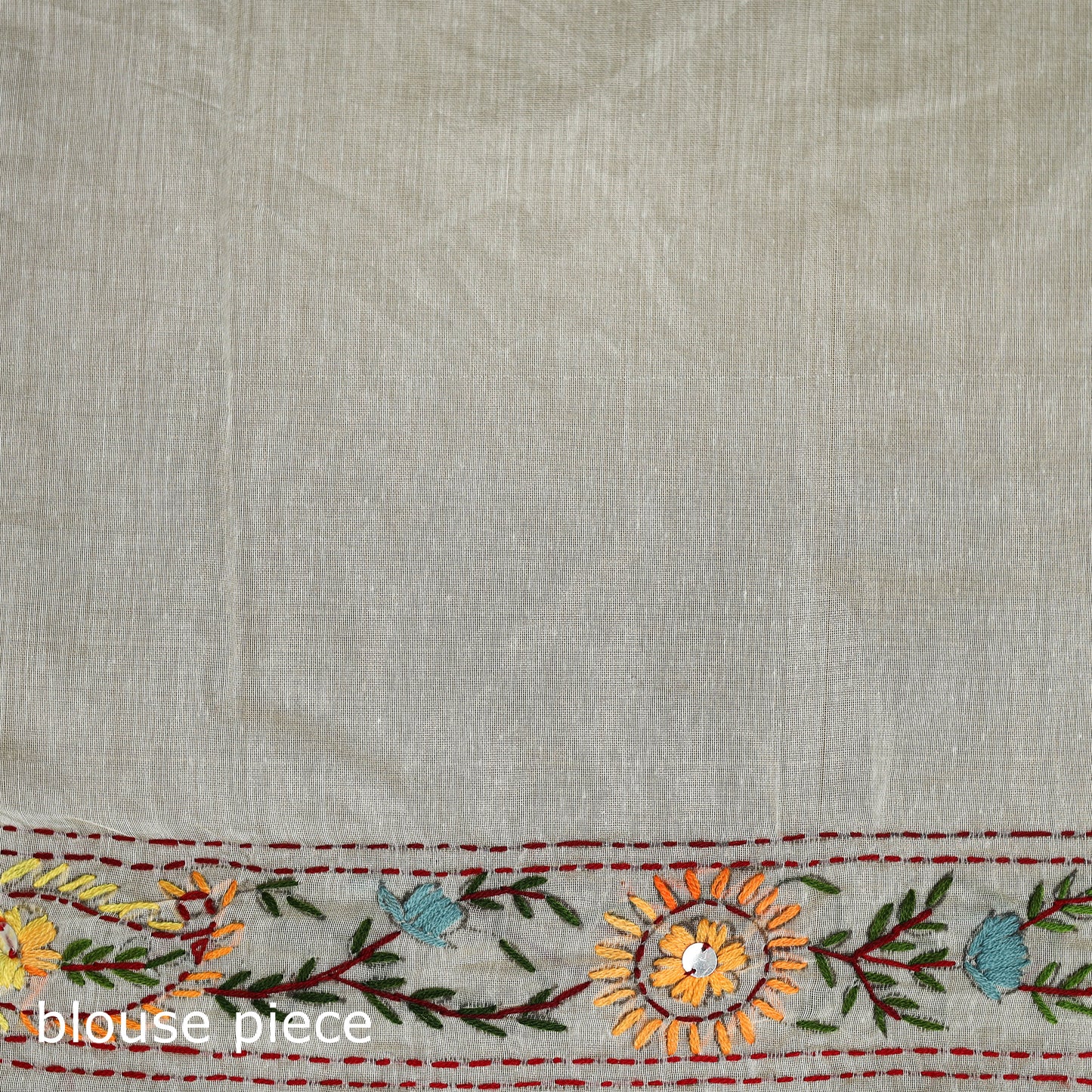 White - Phulkari Hand Embroidered Chanderi Silk Chapa Work Saree 12