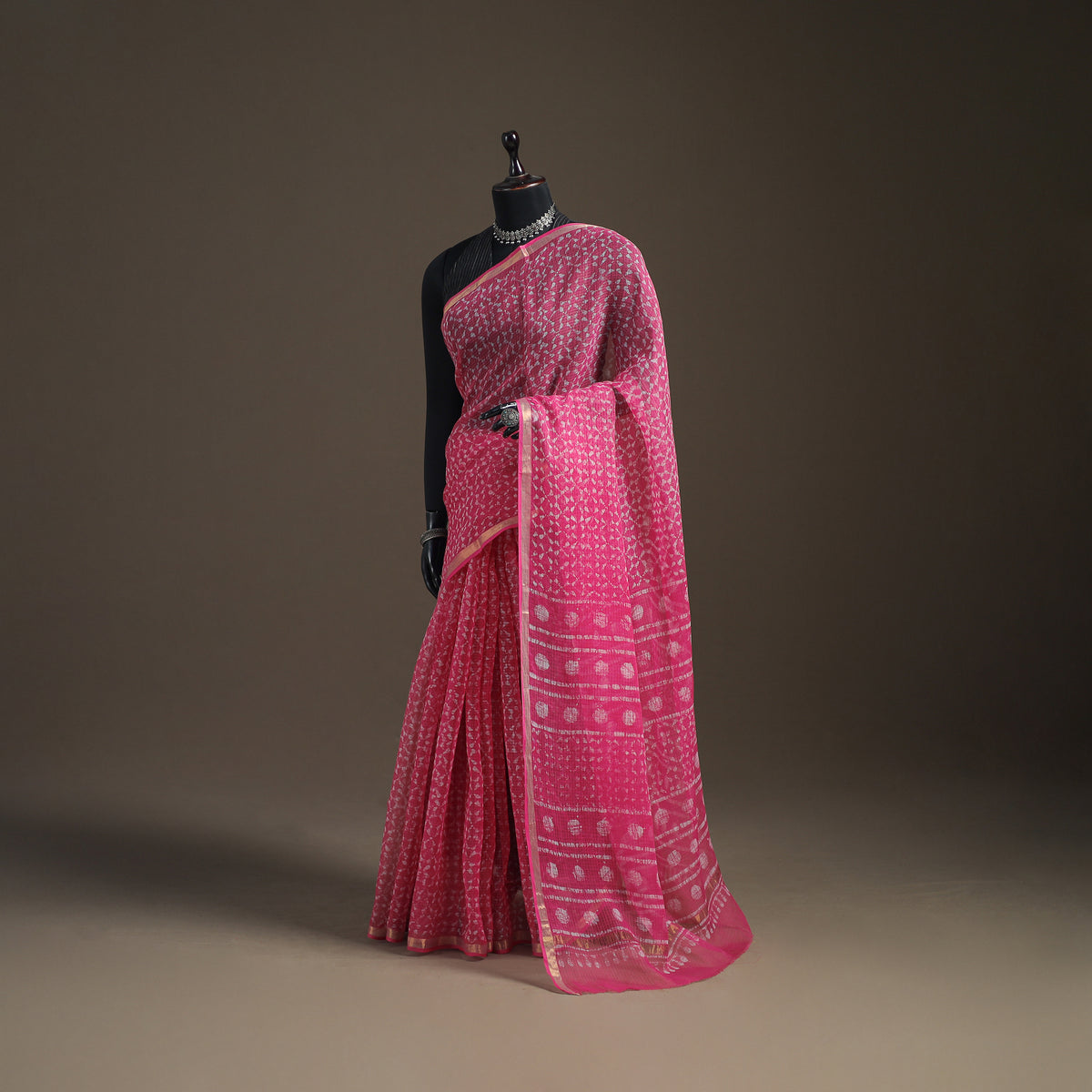 Batik Hand Block Print Kota Doria Cotton Saree 08