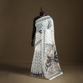White - Phulkari Hand Embroidered Chanderi Silk Chapa Work Saree 13