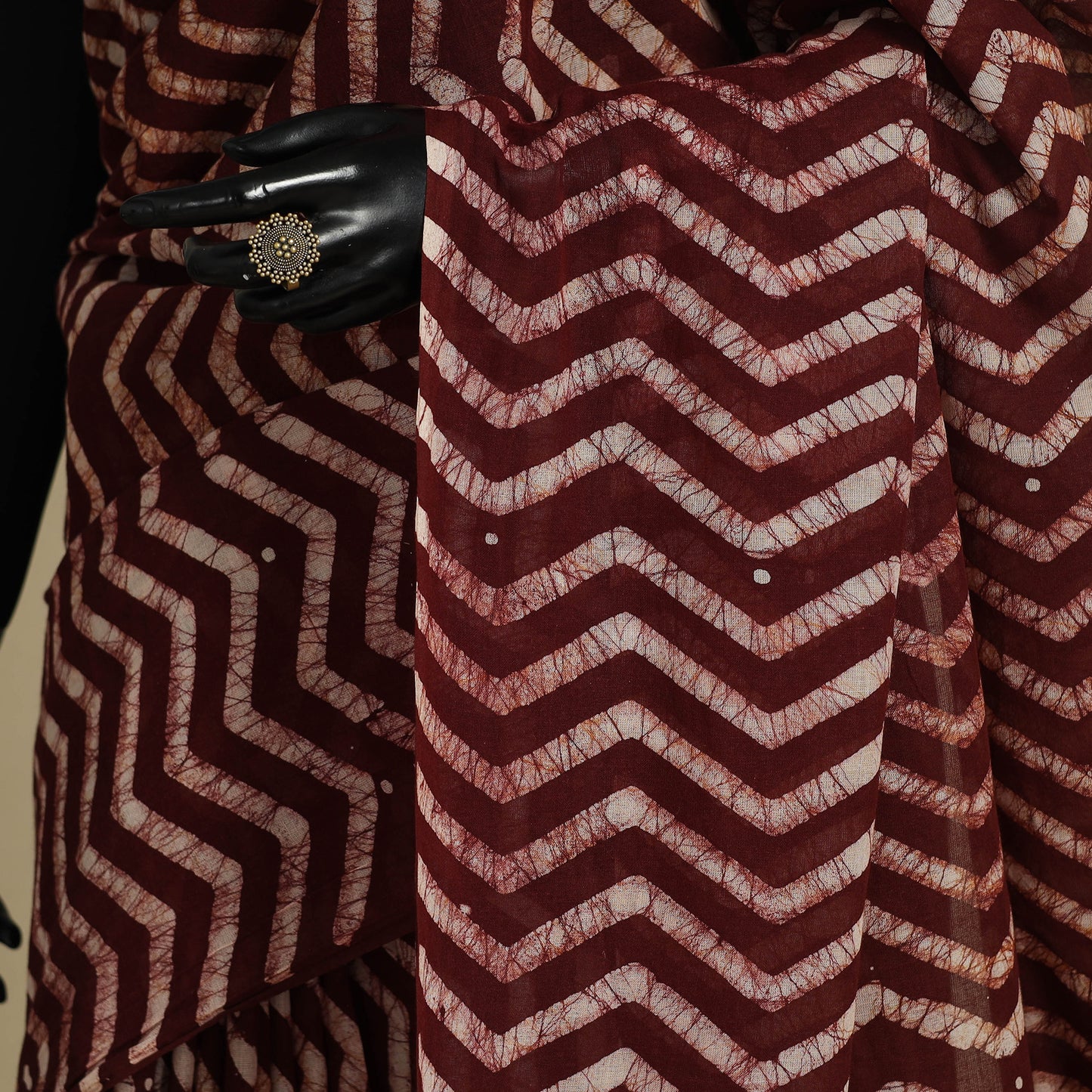 Brown - mul cotton hand batik saree 54 - handcrafted