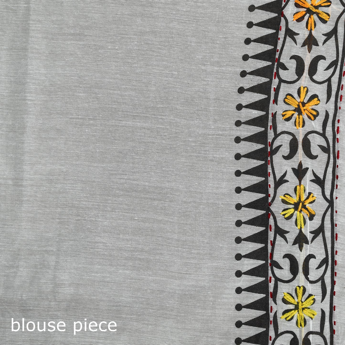 White - Phulkari Hand Embroidered Chanderi Silk Chapa Work Saree 13