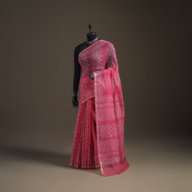 Batik Hand Block Print Kota Doria Cotton Saree 11