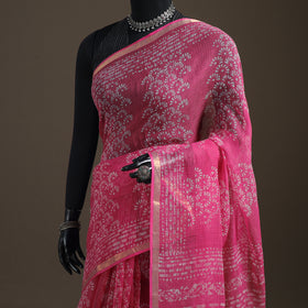 Batik Hand Block Print Kota Doria Cotton Saree 11