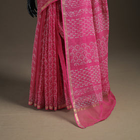 Batik Hand Block Print Kota Doria Cotton Saree 11