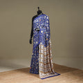 Blue - Modal Silk Hand Block Sanganeri Print Saree 03