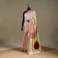 Beige - Modal Silk Hand Block Print Bagru Saree 05