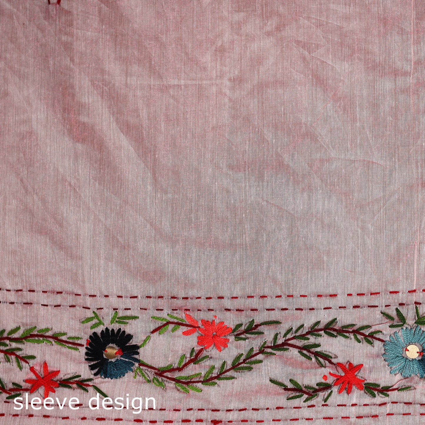 Pink - Phulkari Hand Embroidered Chanderi Silk Chapa Work Saree 17