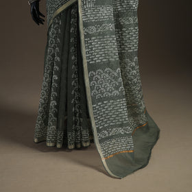Batik Hand Block Print Kota Doria Cotton Saree 13