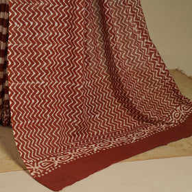 Brown - mul cotton hand batik saree 57 - handcrafted