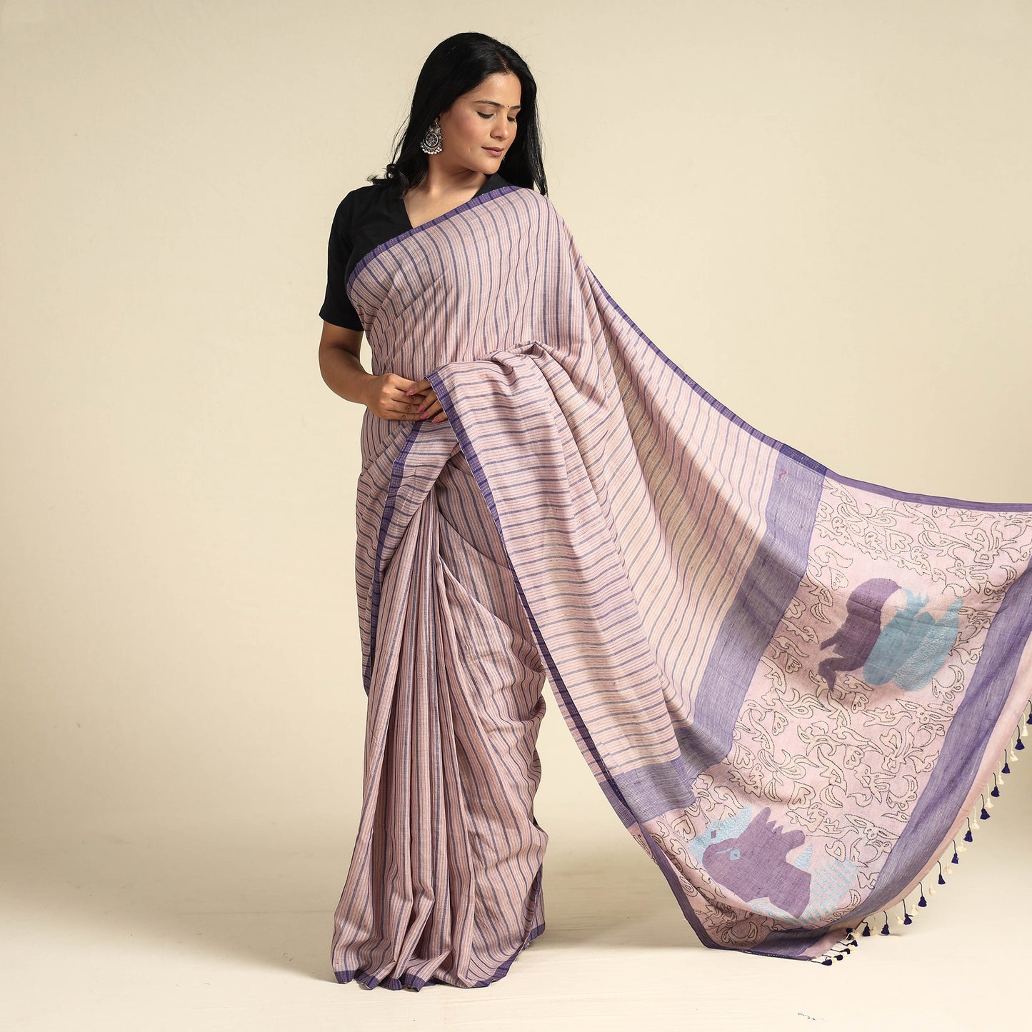 Kantha embroidery Saree