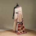 Beige - Modal Silk Hand Block Print Bagru Saree 06