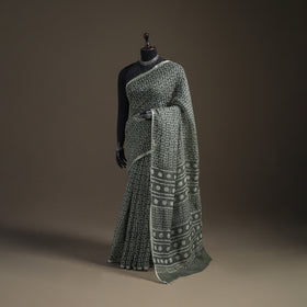 Batik Hand Block Print Kota Doria Cotton Saree 14