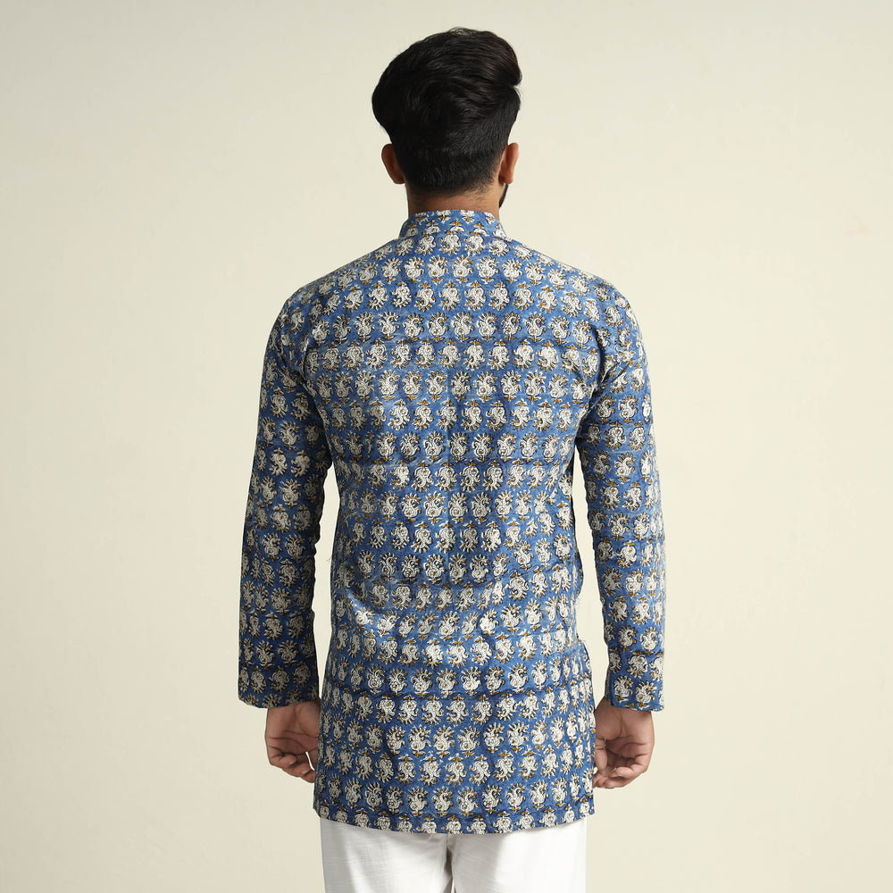 bagru printed cotton men kurta