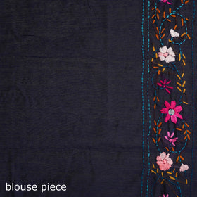 Blue - Phulkari Hand Embroidered Chanderi Silk Chapa Work Saree 19