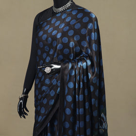 Black - Modal Silk Hand Block Print Bagru Saree 07