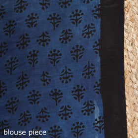 Black - Modal Silk Hand Block Print Bagru Saree 07