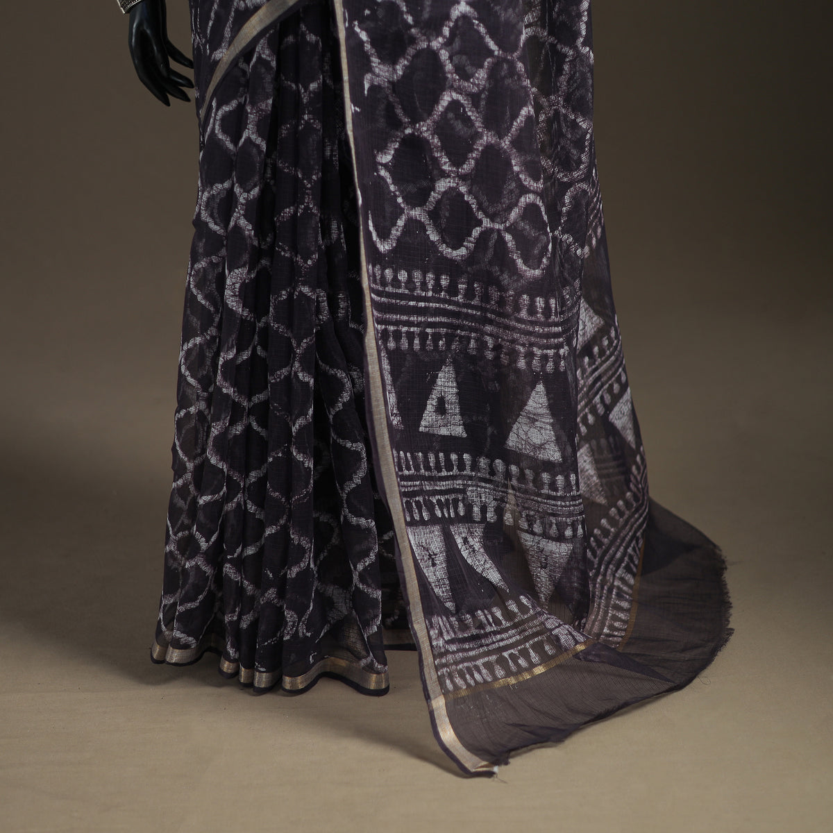 Batik Hand Block Print Kota Doria Cotton Saree 15