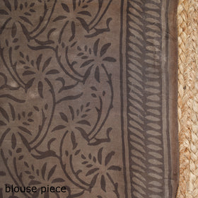Brown - Modal Silk Hand Block Print Bagru Saree 08