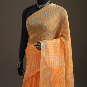 Batik Hand Block Print Kota Doria Cotton Saree 16