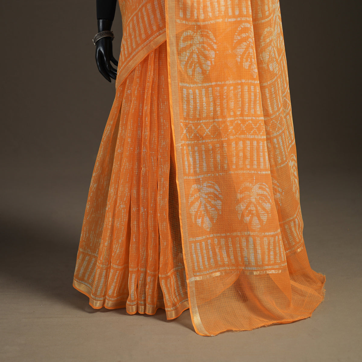 Batik Hand Block Print Kota Doria Cotton Saree 16