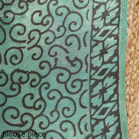 Green - Modal Silk Hand Block Print Bagru Saree 09