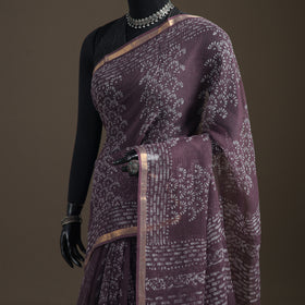 Batik Hand Block Print Kota Doria Cotton Saree 17
