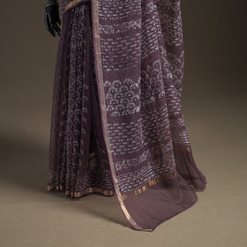 Batik Hand Block Print Kota Doria Cotton Saree 17