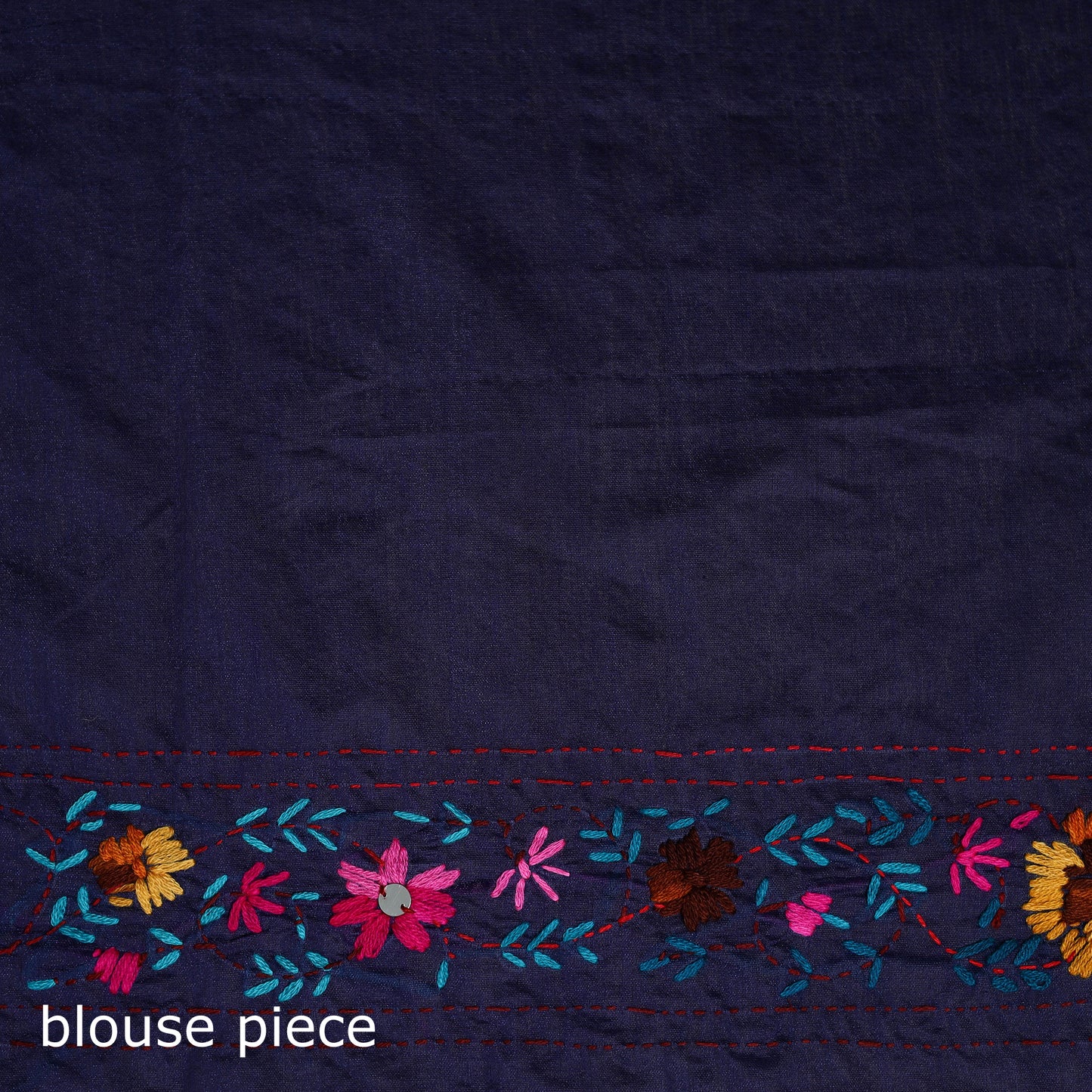 Blue - Phulkari Hand Embroidered Chanderi Silk Chapa Work Saree 22