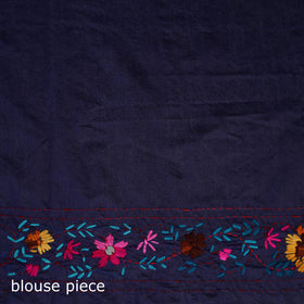 Blue - Phulkari Hand Embroidered Chanderi Silk Chapa Work Saree 22